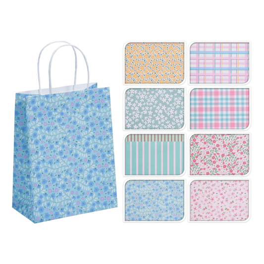 Alpha 55 Sac cadeau imprimé carreaux floral & rayé