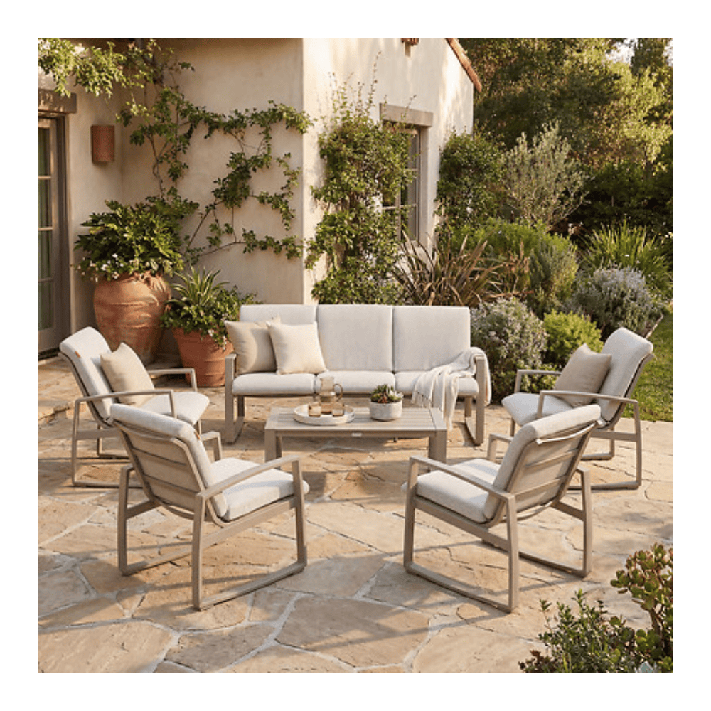 Alpha 55 Salon de jardin Boreane 5 places aluminium noisette café