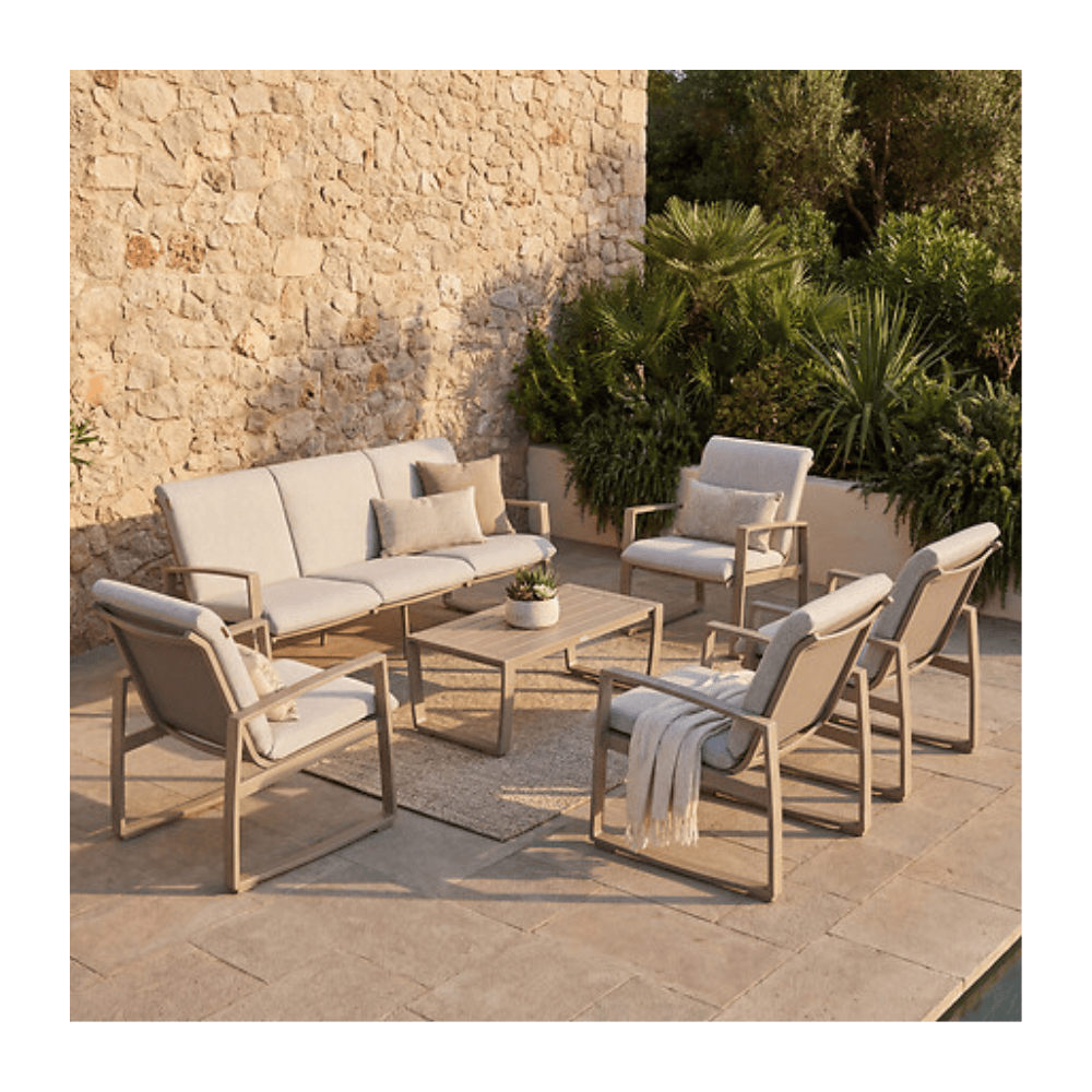 Alpha 55 Salon de jardin Boreane 5 places aluminium noisette café