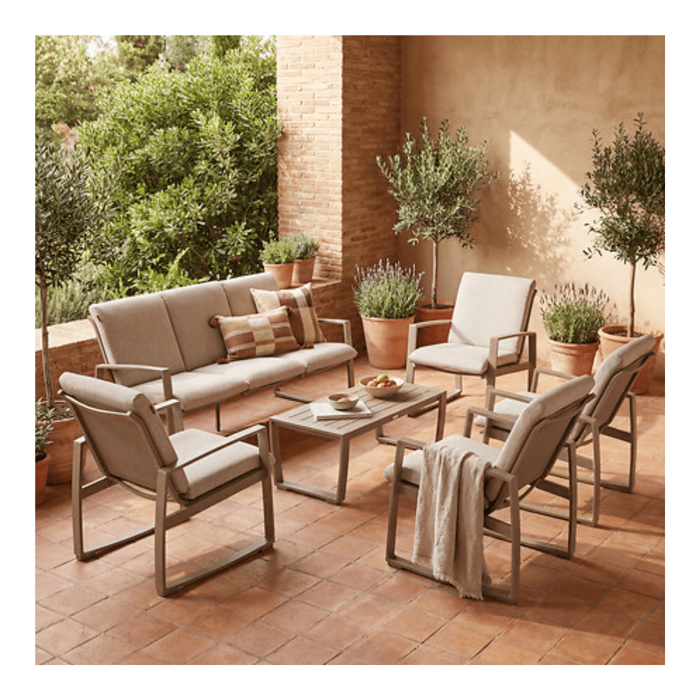 Alpha 55 Salon de jardin Boreane 5 places aluminium noisette café