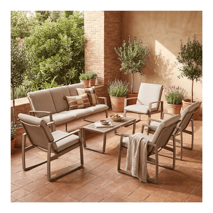 Alpha 55 Salon de jardin Boreane 5 places aluminium noisette café