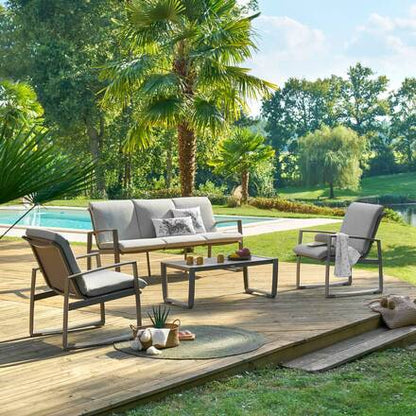 Alpha 55 Salon de jardin Boreane 5 places aluminium noisette café