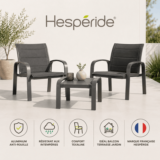 Alpha 55 Salon de jardin Elyn 2 places Anthracite & Graphite