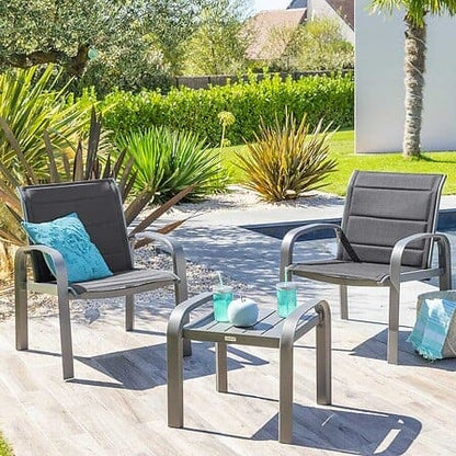 Alpha 55 Salon de jardin en aluminium Elyn 2 places Gris graphite