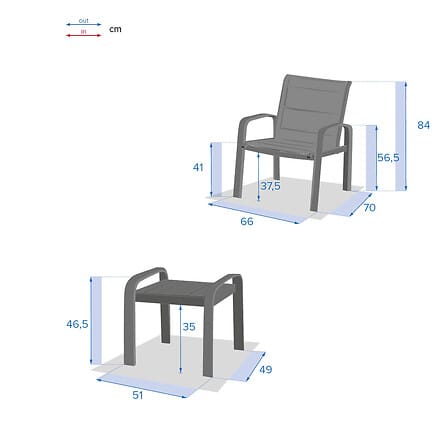 Alpha 55 Salon de jardin en aluminium Elyn 2 places Gris graphite