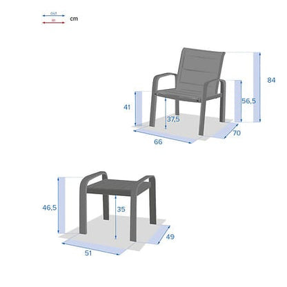 Alpha 55 Salon de jardin en aluminium Elyn 2 places Gris graphite