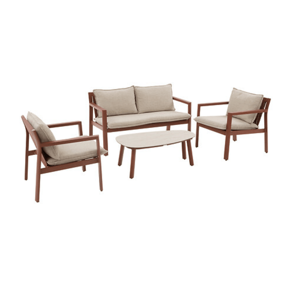 Alpha 55 Salon de jardin Flovia 4 places aluminium acajou