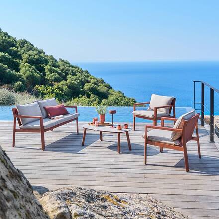 Alpha 55 Salon de jardin Flovia 4 places aluminium acajou