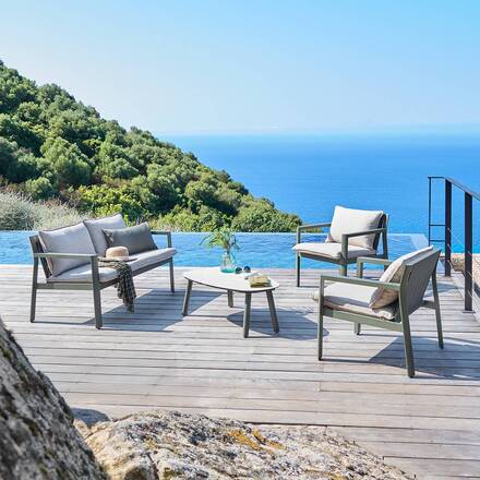 Alpha 55 Salon de jardin Flovia 4 places aluminium laurier