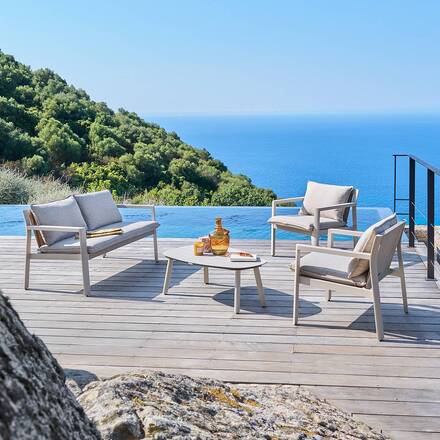 Alpha 55 Salon de jardin Flovia 4 places en aluminium argile