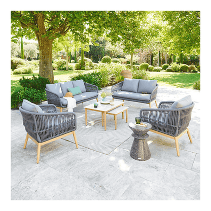 Alpha 55 Salon de jardin Orissa 5 places effet bois gris
