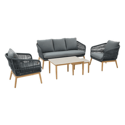 Alpha 55 Salon de jardin Orissa 5 places effet bois gris