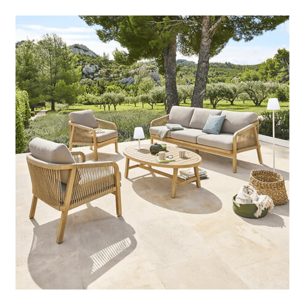 Alpha 55 Salon de jardin Papouasie 5 places acacia extérieur