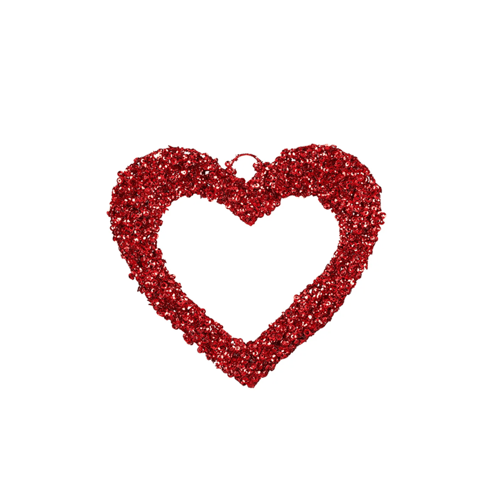 Alpha 55 Sapin déco à suspendre : Coeur paillettes rouge 20 cm