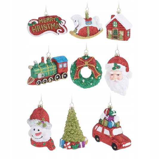 Alpha 55 Sapin déco à suspendre : Figurine en plastique, 9 modèles assortis 9 cm