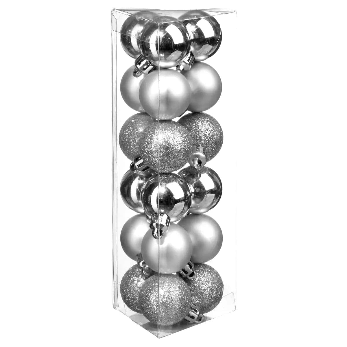 Boules De Noël Incassables Lot De 16 - Diamètre 6 Cm, Plastique, Noir Doré/transparent, Réutilisables