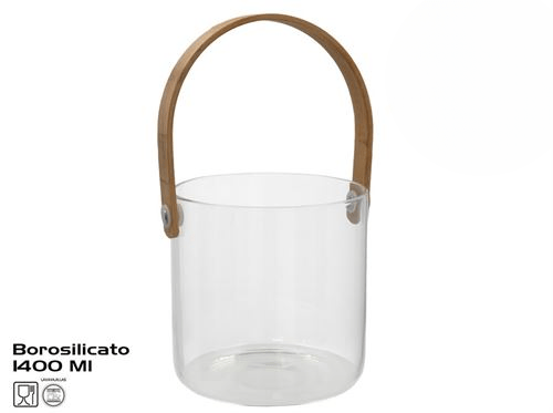 Alpha 55 Seau à glace cristal anse bambou – Élégance