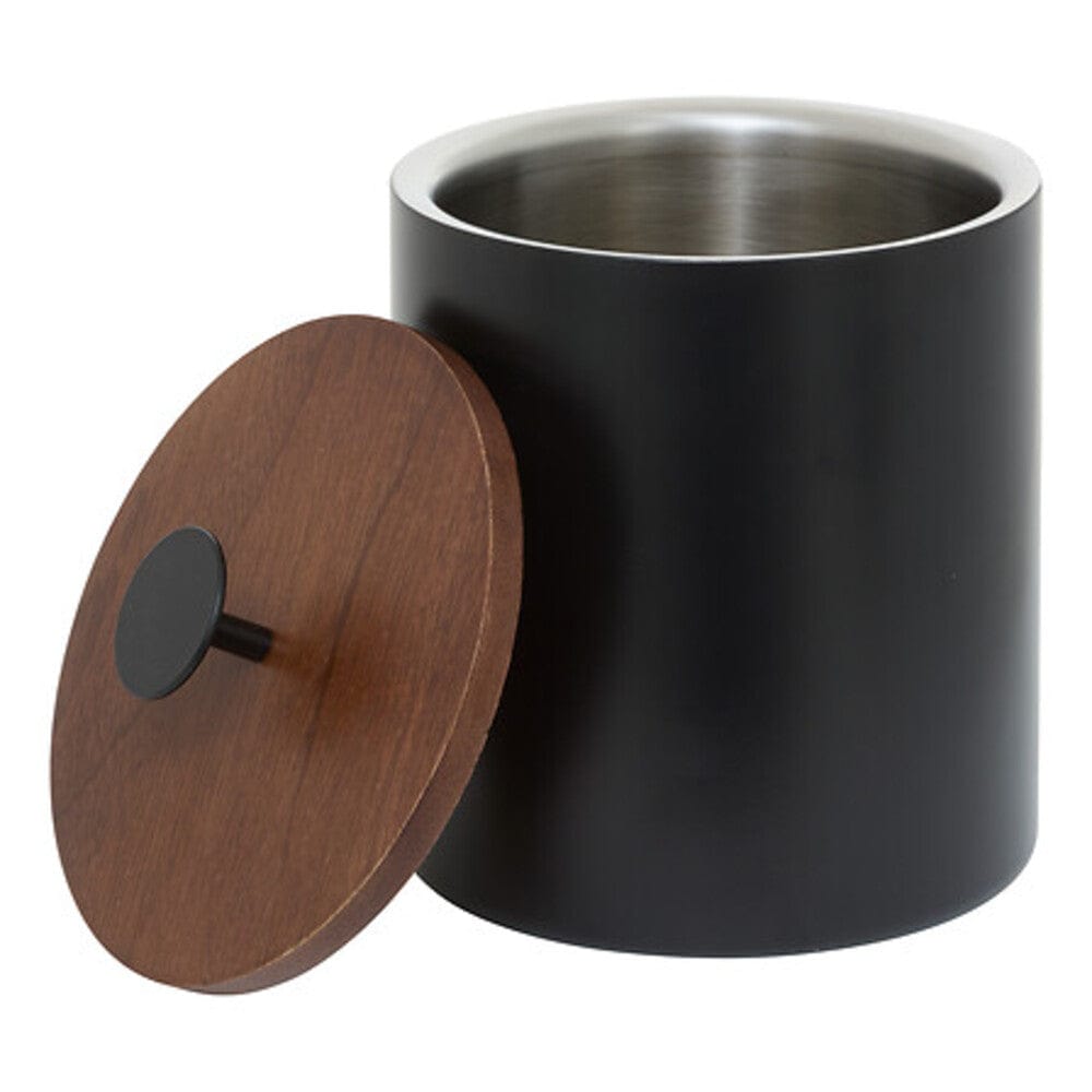 Alpha 55 Seau à glace en inox noir avec couvercle manguier