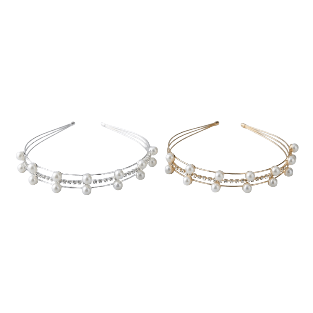 Alpha 55 Serre-tête en métal strass perles – Accessoire chic