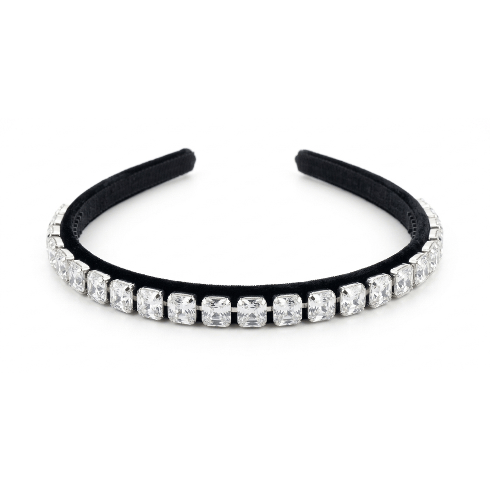 Alpha 55 Serre-tête noir diamants – Accessoire cheveux chic