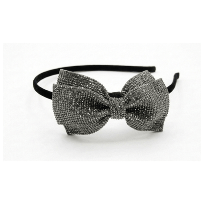 Alpha 55 Serre-tête noir strass nœud – Accessoire chic