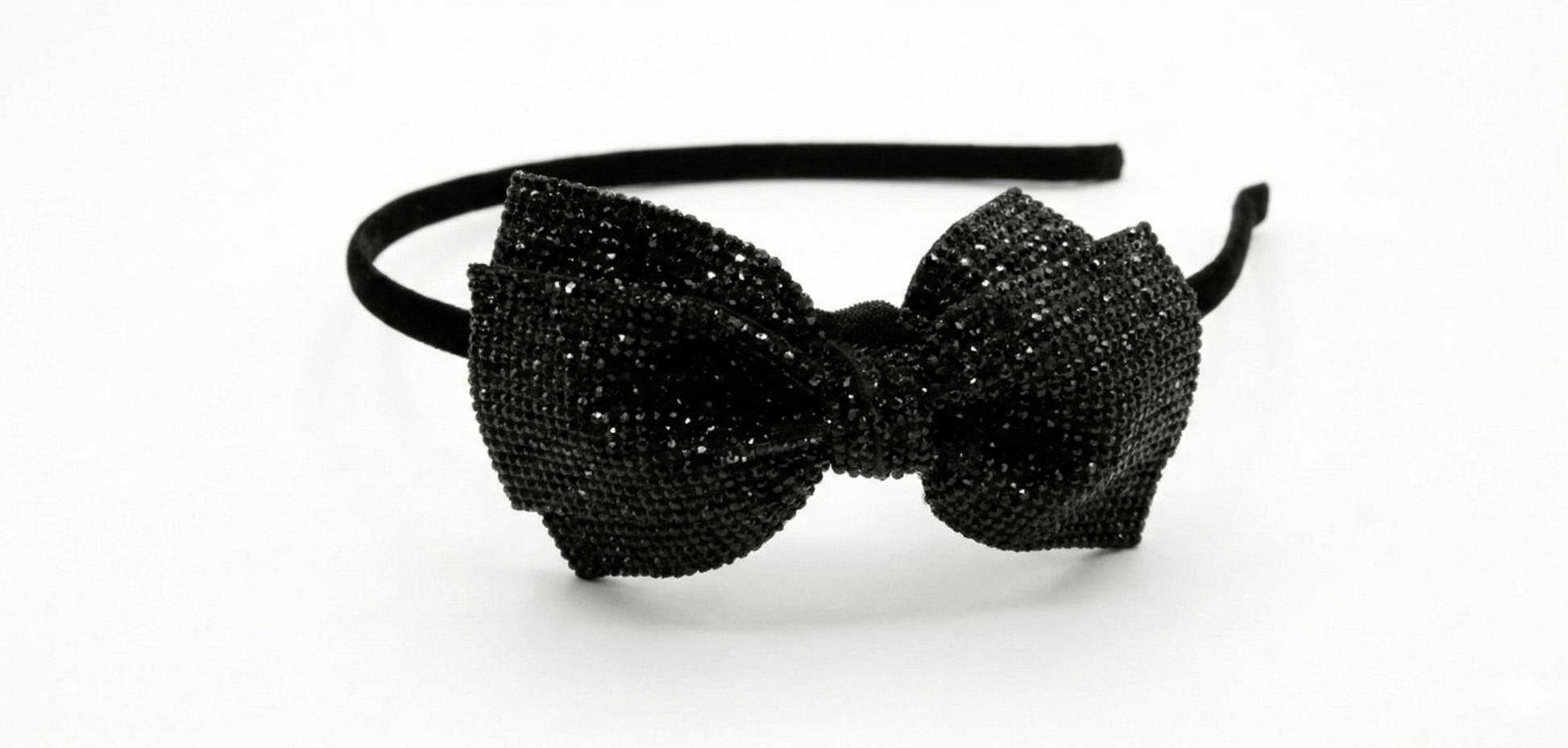 Alpha 55 Serre-tête noir strass nœud – Accessoire chic