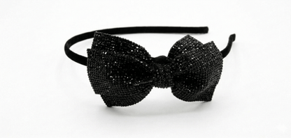 Alpha 55 Serre-tête noir strass nœud – Accessoire chic