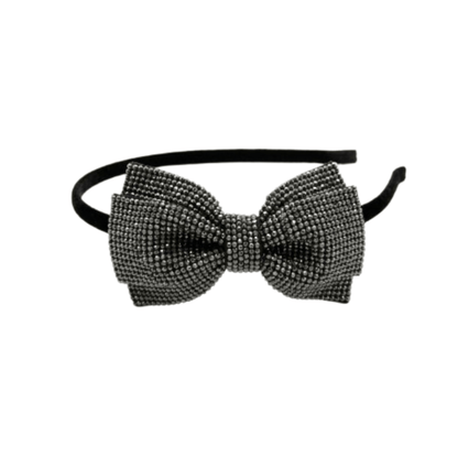 Alpha 55 Serre-tête noir strass nœud – Accessoire chic