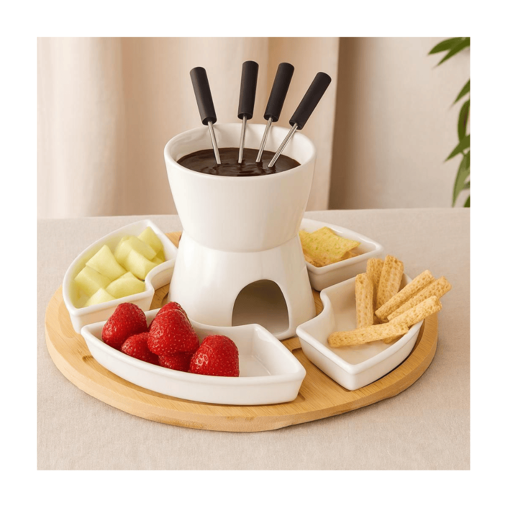 Alpha 55 Service à Fondue Porcelaine 11 Pièces Blanc