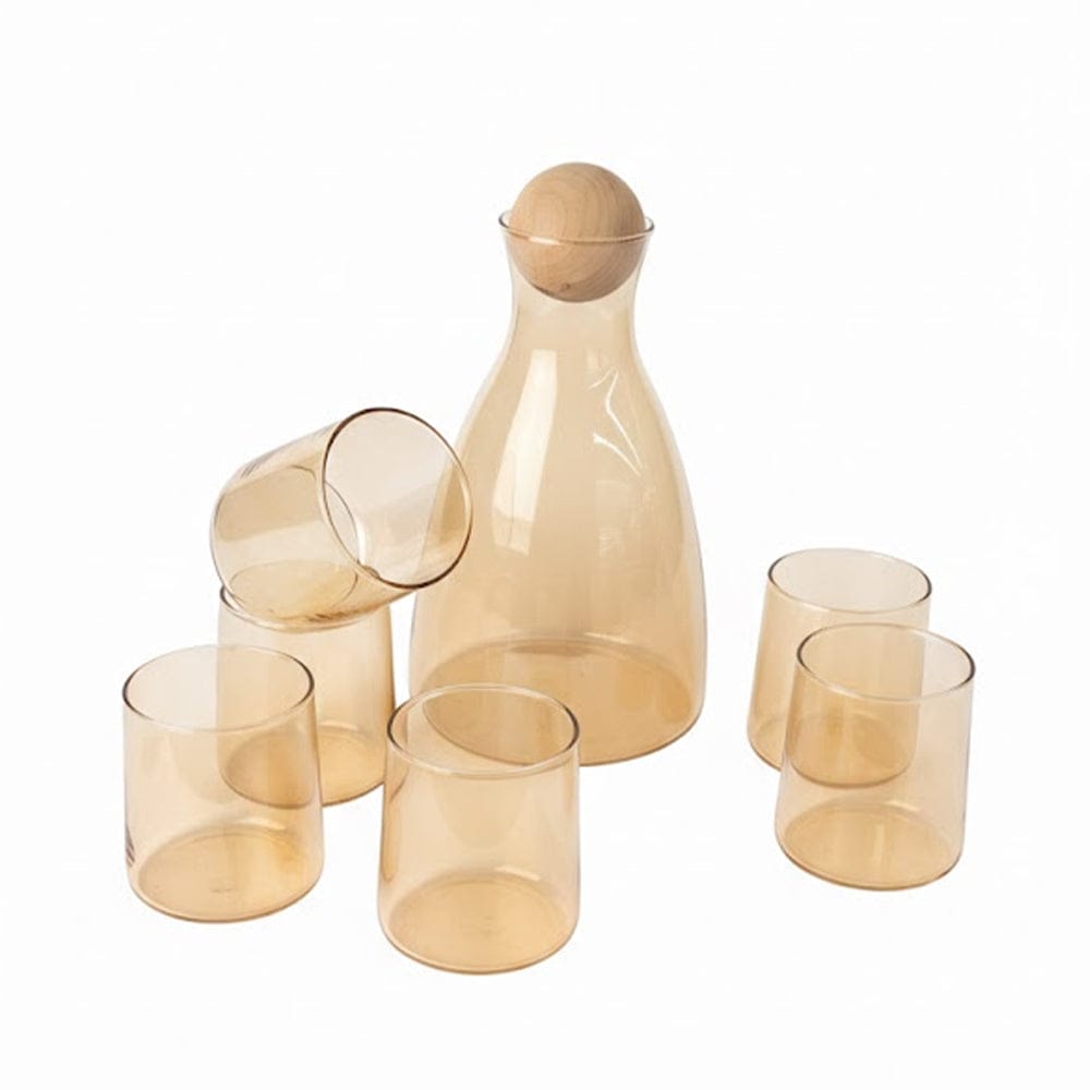 Alpha 55 Service à Jus 7P Ambre – Carafe Boule 1,7L & 6 Verres 27cl