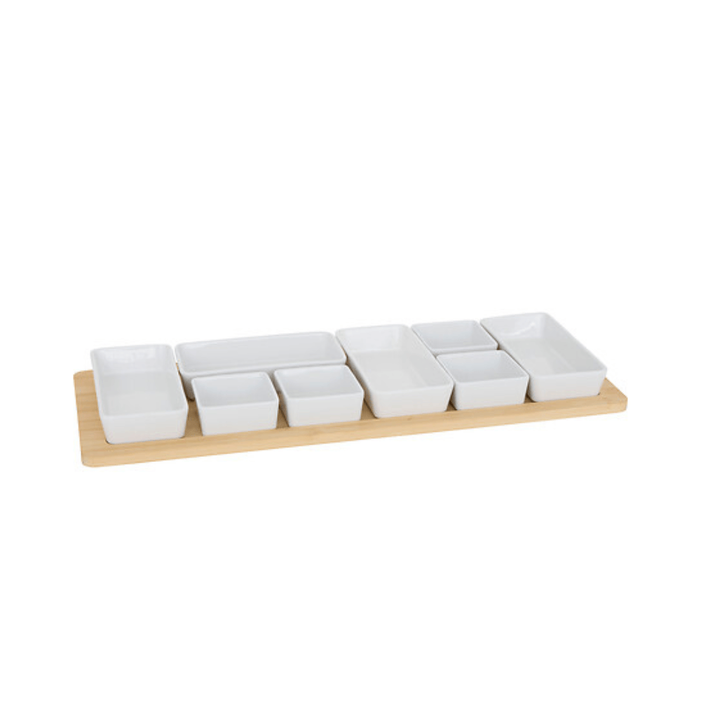 Alpha 55 Service apéritif 9 pièces Bambou White – Élégant