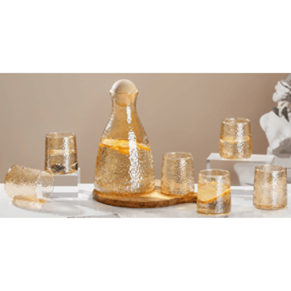 Alpha 55 Service Jus 7 Pièces en Verre Ambre Martelée - Chic