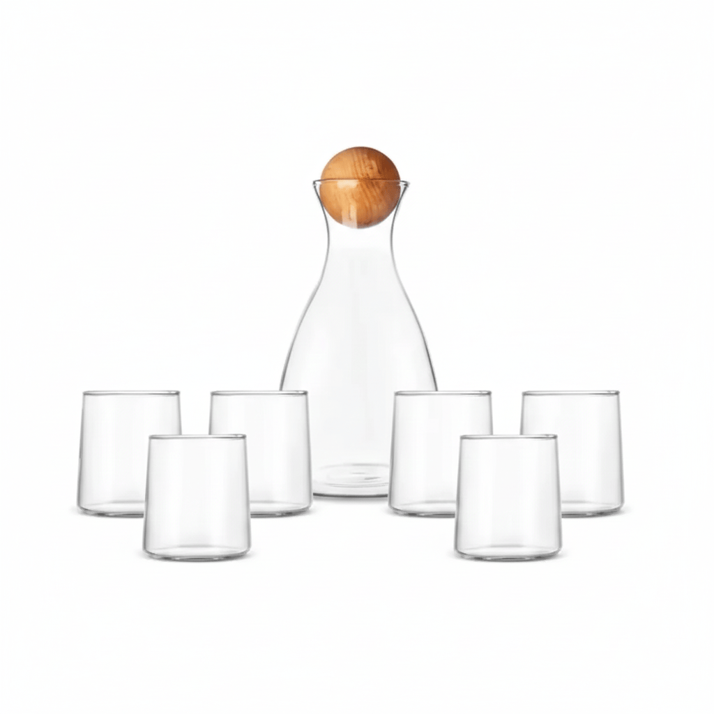 Alpha 55 Service Jus 7 Pièces en Verre Lisse - Épure & Élégance