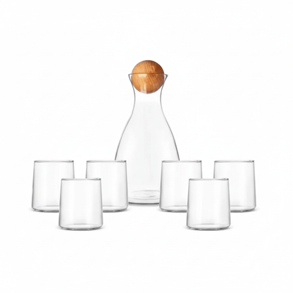 Alpha 55 Service Jus 7 Pièces en Verre Lisse - Épure & Élégance