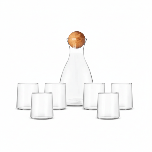 Alpha 55 Service Jus 7 Pièces en Verre Lisse - Épure & Élégance