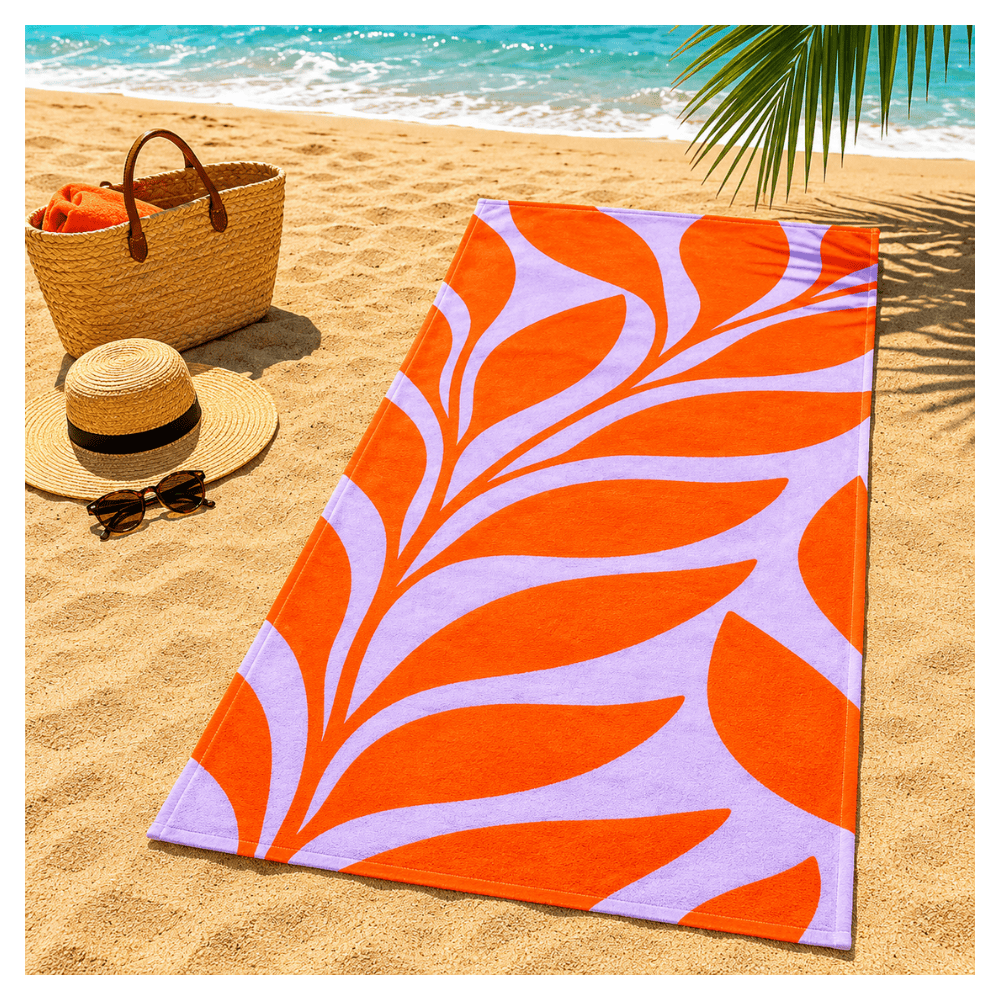 Alpha 55 Serviette de Plage Velour Branche Élégante