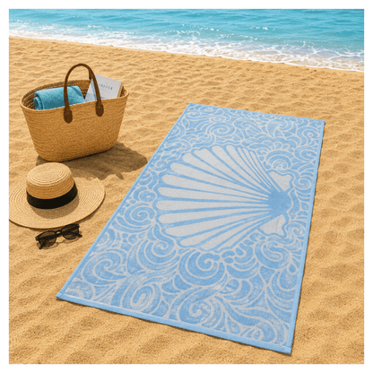 Alpha 55 Serviette de Plage Velour Coquillage Élégante