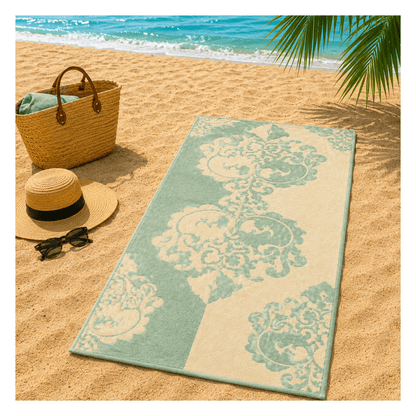 Alpha 55 Serviette de Plage Velour Eucalyptus Élégante