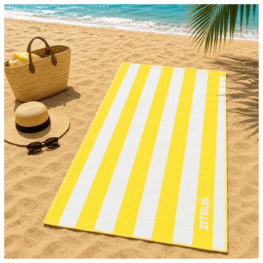 Alpha 55 Serviette de Plage Velour Jaune Élégante