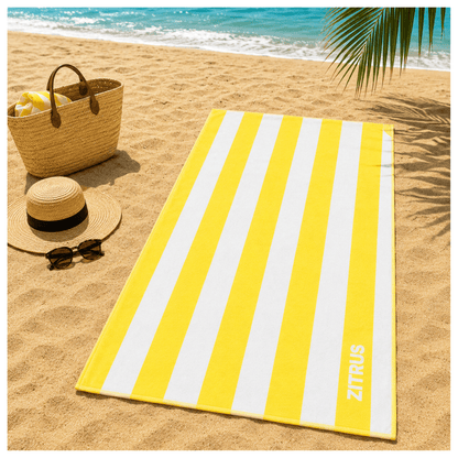 Alpha 55 Serviette de Plage Velour Jaune Élégante