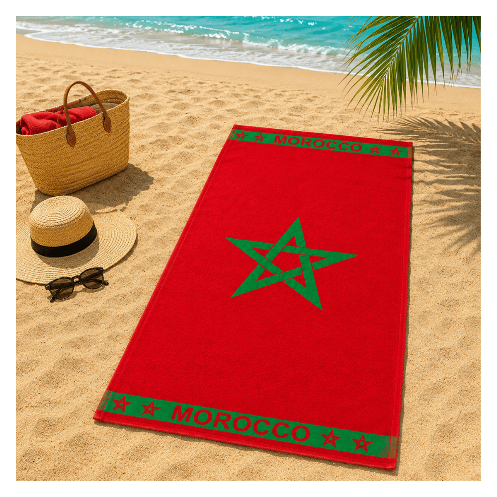 Alpha 55 Serviette de Plage Velour Maroc Élégante
