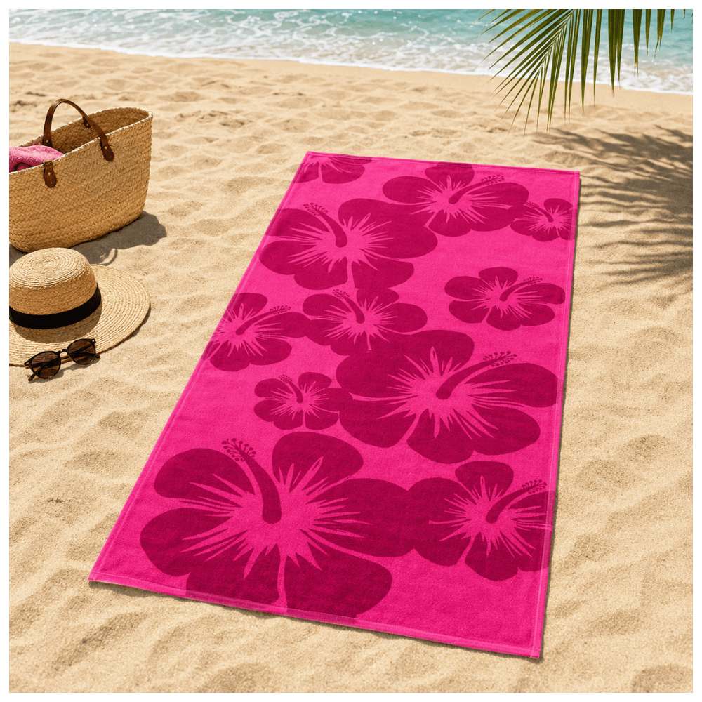 Alpha 55 Serviette de Plage Velour Rose Élégante