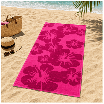 Alpha 55 Serviette de Plage Velour Rose Élégante