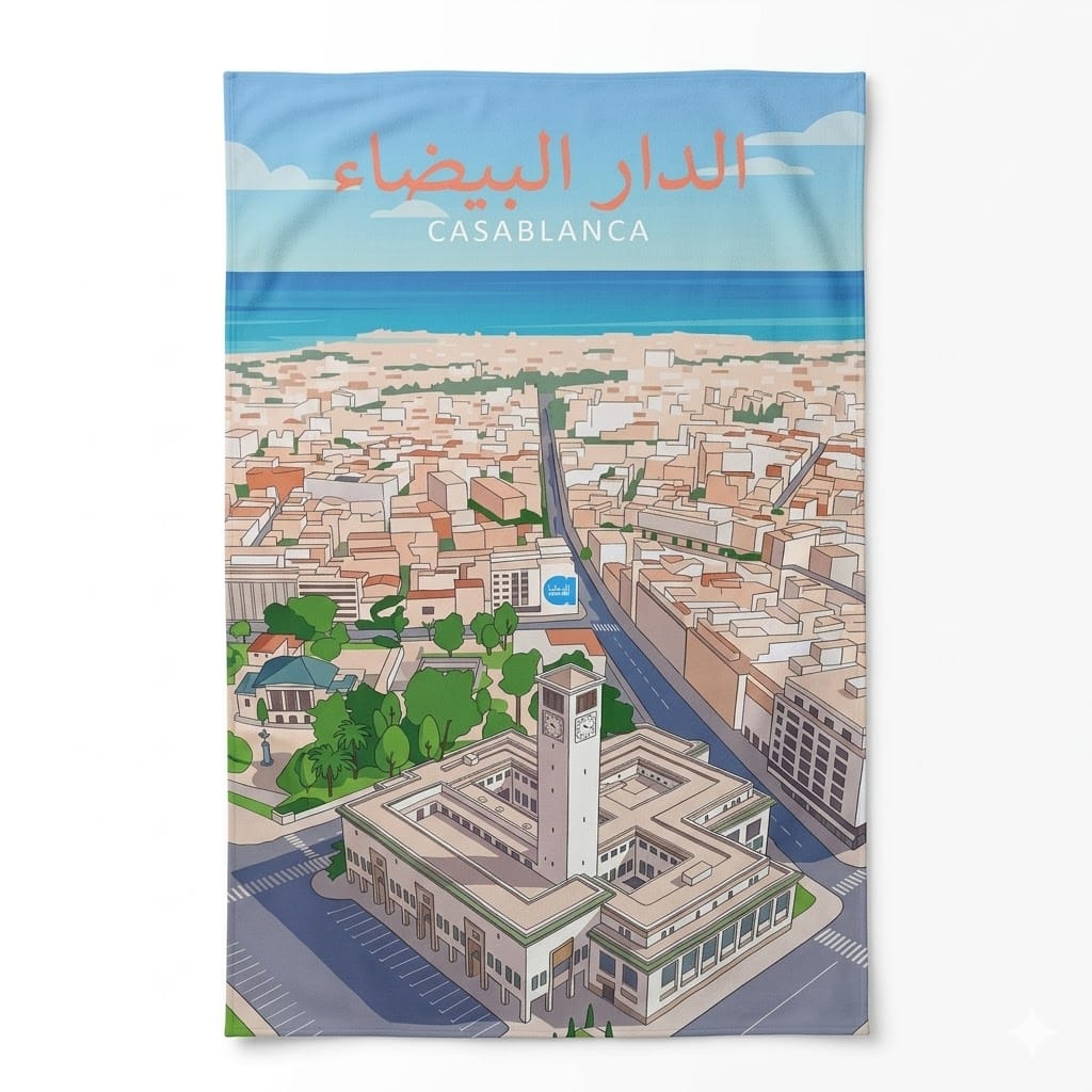 Alpha 55 Serviette de Plage Ville Casablanca Élégante