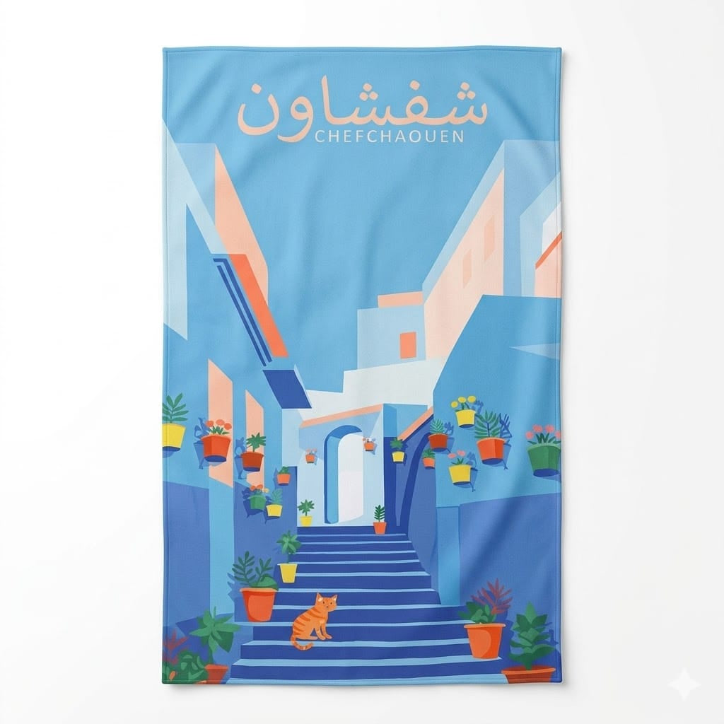 Alpha 55 Serviette de Plage Ville Chefchaouen Élégante
