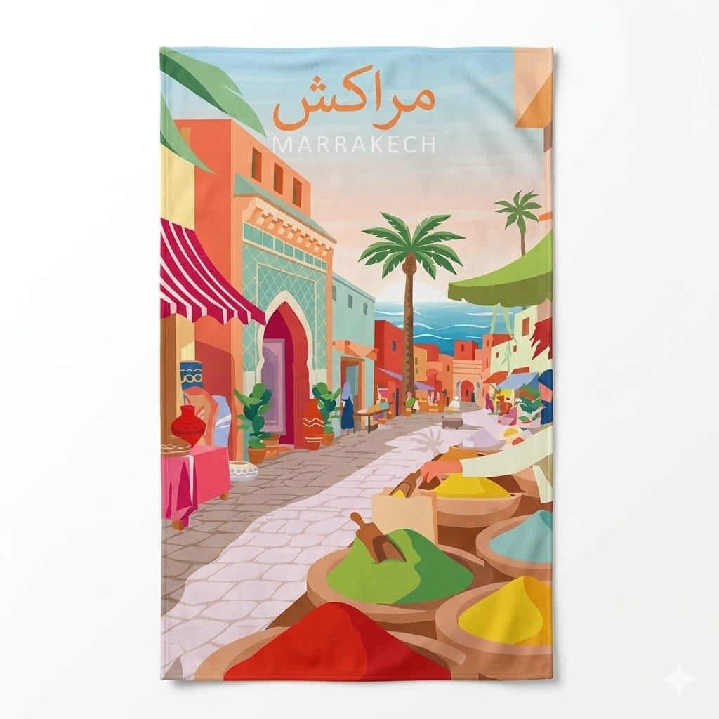 Alpha 55 Serviette de Plage Ville Marrakech Élégante