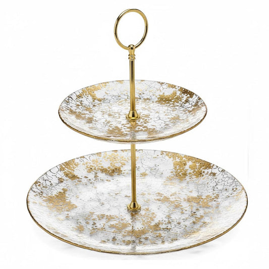 Alpha 55 Serviteur 2 Niveaux Feuille d'Or – Luxe & Design Organique