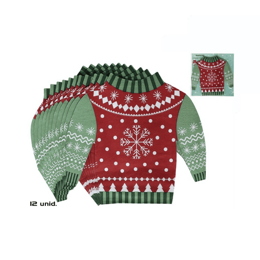 Alpha 55 Set 12 Serviettes Papier Pull Flocon – Déco Noël