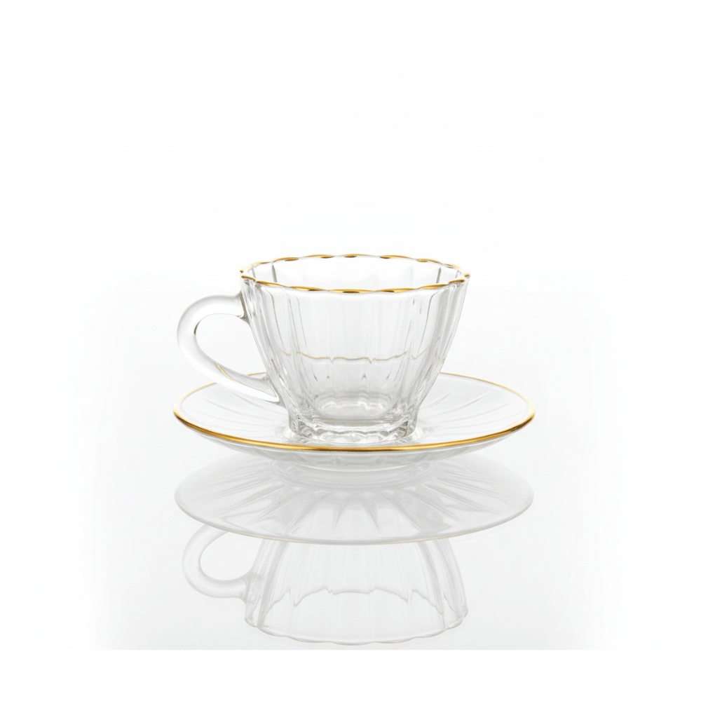 Alpha 55 Set 12 Tasses à Café 10 cl – Verre Conique Bord Or
