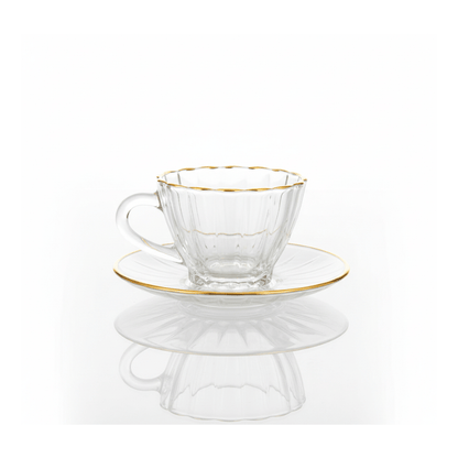 Alpha 55 Set 12 Tasses à Café 10 cl – Verre Conique Bord Or